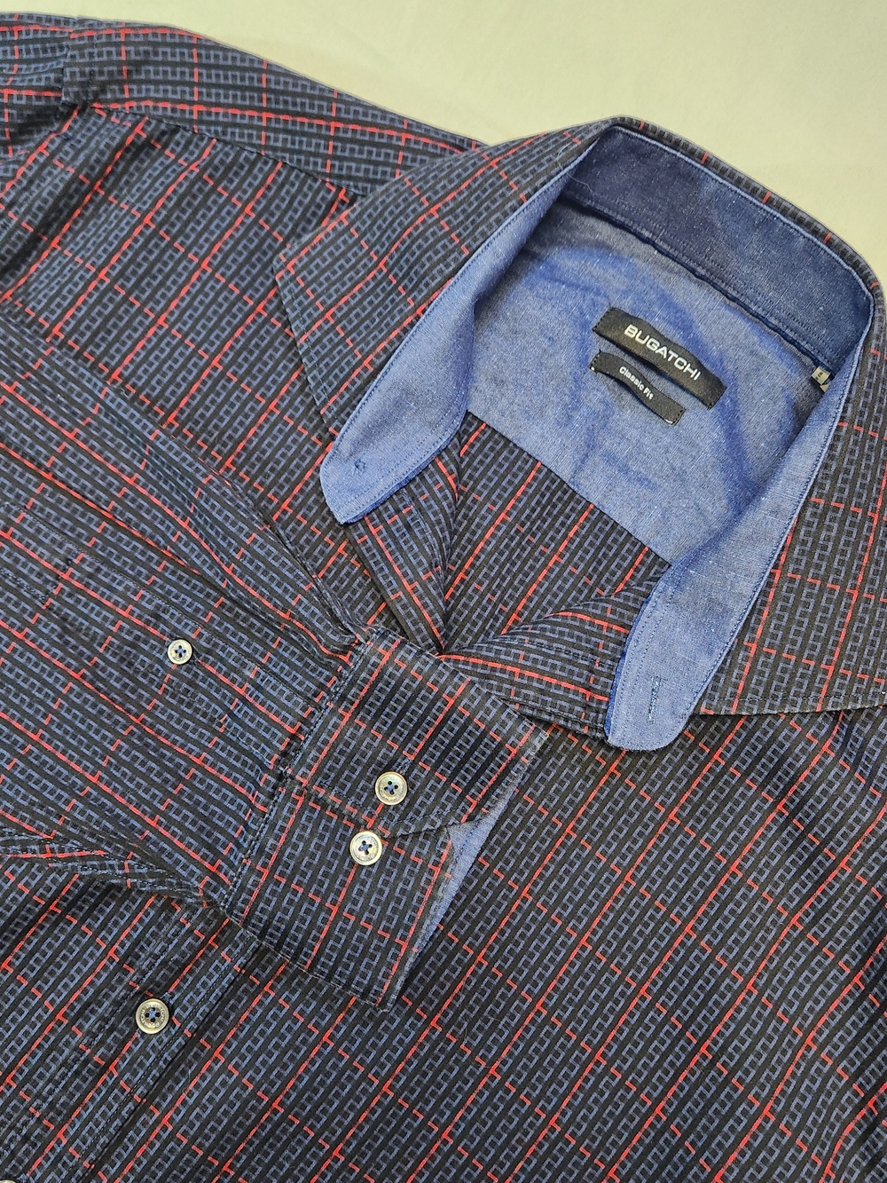 Bugatchi Dress Shirt Flip Cuff Classic Fit Long Sleeve Button Up Mens XLarge XL